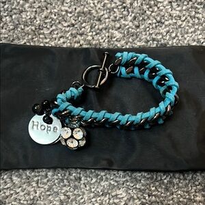 Hope Charm Braided Turquoise Bracelet - Women's Accessory
